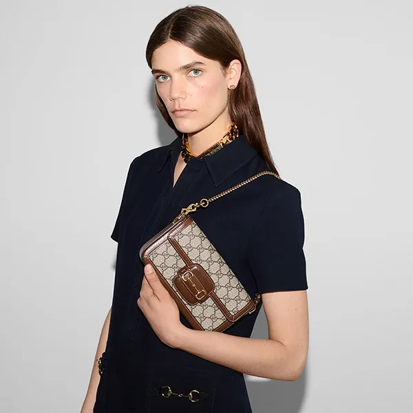 Túi Đeo Chéo Nữ Gucci Horsebit 1955 Mini Bag 752002 92TCG 8563 Màu Nâu Be - Túi xách - Vua Hàng Hiệu