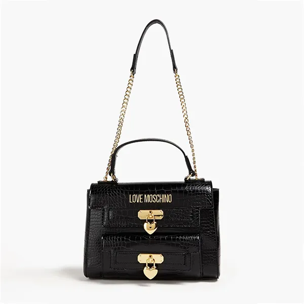 Túi Đeo Chéo Nữ Love Moschino Faux Croc Effect Leather Shoulder Bag Màu Đen D-RS - Túi xách - Vua Hàng Hiệu