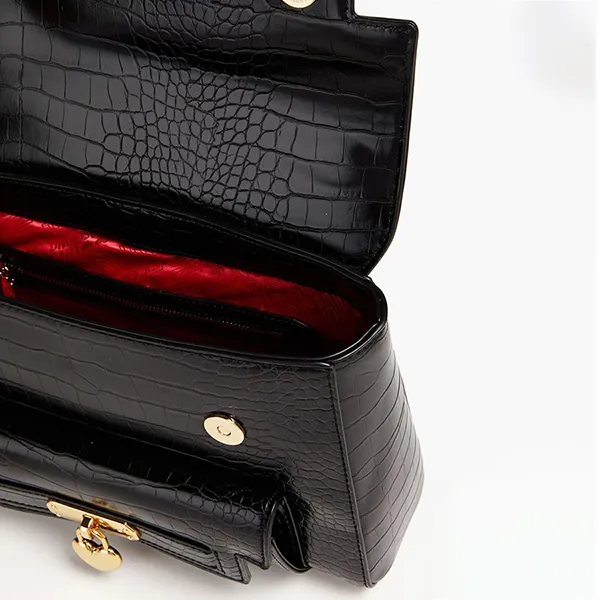 Túi Đeo Chéo Nữ Love Moschino Faux Croc Effect Leather Shoulder Bag Màu Đen D-RS - Túi xách - Vua Hàng Hiệu