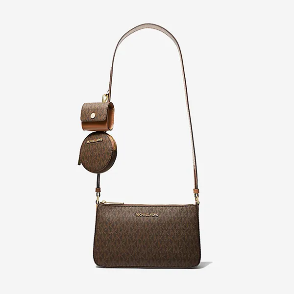 Túi Đeo Chéo Nữ Michael Kors MK Jet Set Travel Small Logo Shoulder Bag With Pouches Màu Nâu