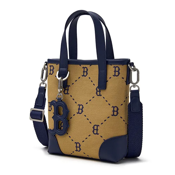 Túi Đeo Chéo Nữ MLB Diamond Monogram Jacquard Mini Crossbody Boston Red Sox 3ACRS054N-43BGL Màu Xanh Phối Be