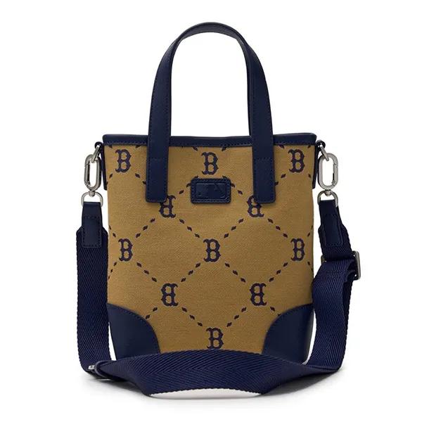 Túi Đeo Chéo Nữ MLB Diamond Monogram Jacquard Mini Crossbody Boston Red Sox 3ACRS054N-43BGL Màu Xanh Phối Be