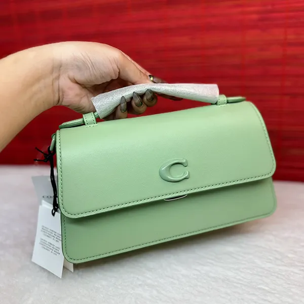 Túi Đeo Vai Nữ Coach Juno Rectangular Flap Shoulder Bag CR706 Pale Pistachio Màu Xanh - Túi xách - Vua Hàng Hiệu