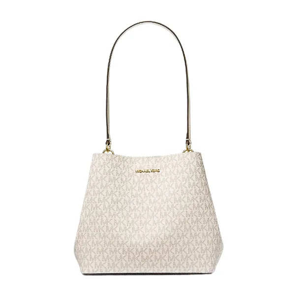 Túi Đeo Vai Nữ Michael Kors MK Pratt Medium Signature Logo Shoulder Bag 35S4G3FS2V Màu Trắng Kem T - Túi xách - Vua Hàng Hiệu