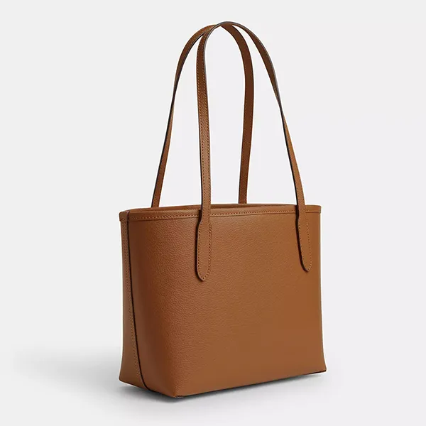 Túi Tote Nữ Coach Small City CT859 Silver/Light Saddle Màu Nâu