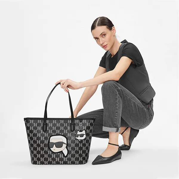 Túi Tote Nữ Karl Lagerfeld Ikonik Monogram Bag 240W3087-999-OS Màu Đen - Túi xách - Vua Hàng Hiệu