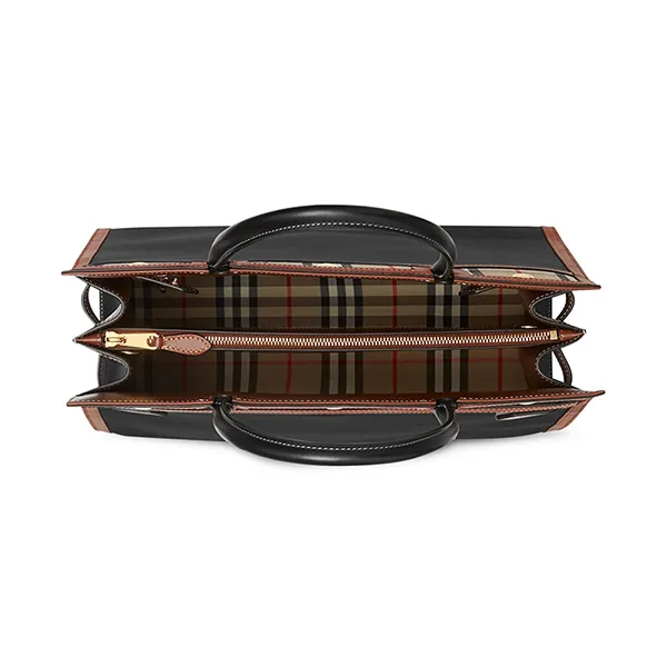 Túi Xách Nữ Burberry Mini Two - Handle Title Bag Màu Đen Nâu