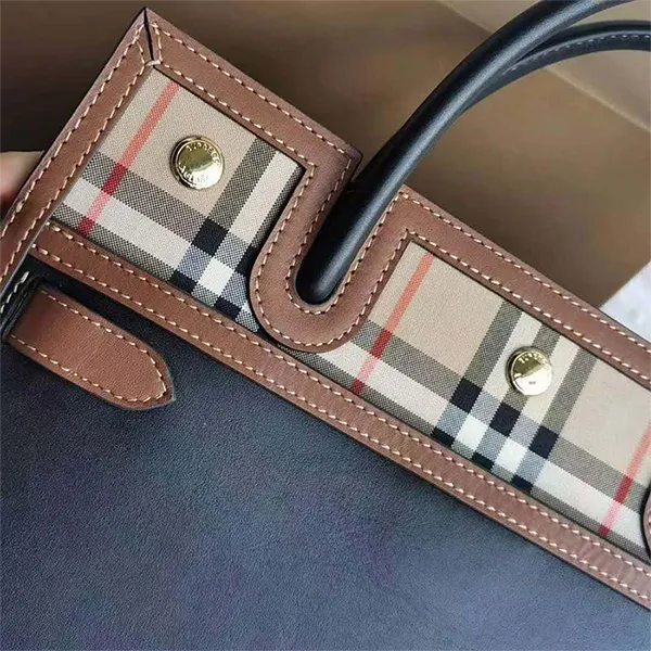 Túi Xách Nữ Burberry Mini Two - Handle Title Bag Màu Đen Nâu