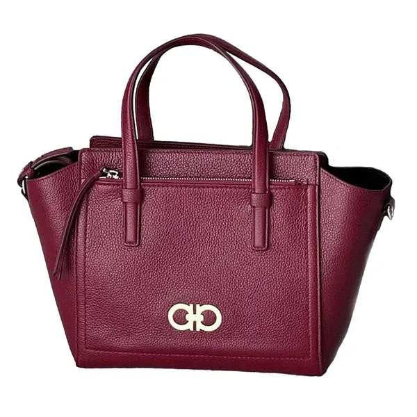 Túi Xách Tay Nữ Salvatore Ferragamo Gancini Handbag 2way Bordeaux Màu Đỏ Mận