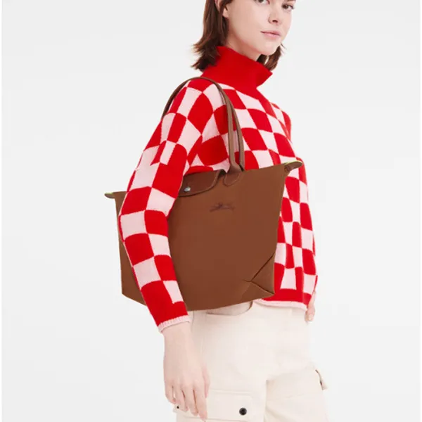 Túi Xách Nữ Longchamp Le Pliage Cognac M Bag Brown Recycled Canvas L2605919504 Màu Nâu - Túi xách - Vua Hàng Hiệu