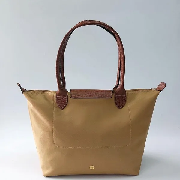 Túi Xách Nữ Longchamp Le Pliage Large Beige With Handle Chamois Màu Nâu Cafe - Túi xách - Vua Hàng Hiệu