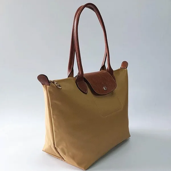 Túi Xách Nữ Longchamp Le Pliage Large Beige With Handle Chamois Màu Nâu Cafe - Túi xách - Vua Hàng Hiệu