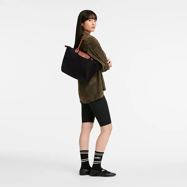 Túi Xách Nữ Longchamp Le Pliage Noir Origin M Bag Recycled Canvas L2605089001 Màu Đen - Túi xách - Vua Hàng Hiệu