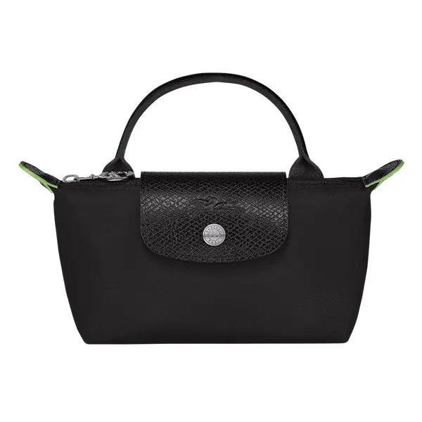 Túi Xách Nữ Longchamp Le Pliage Original Mini Pouch With Handle Noir Green Màu Đen - Túi xách - Vua Hàng Hiệu