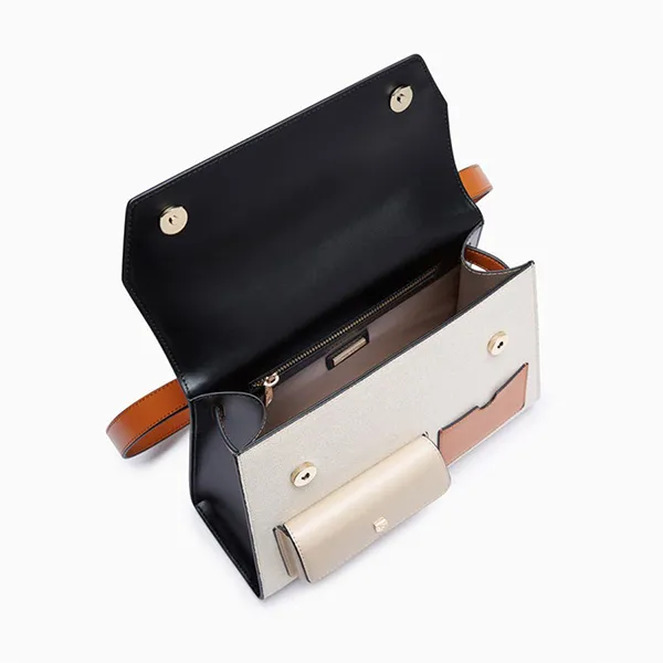 Túi Xách Nữ Lyn Raff Pocket Top Handle L Handbags LL24FBS126 Màu Đen Trắng