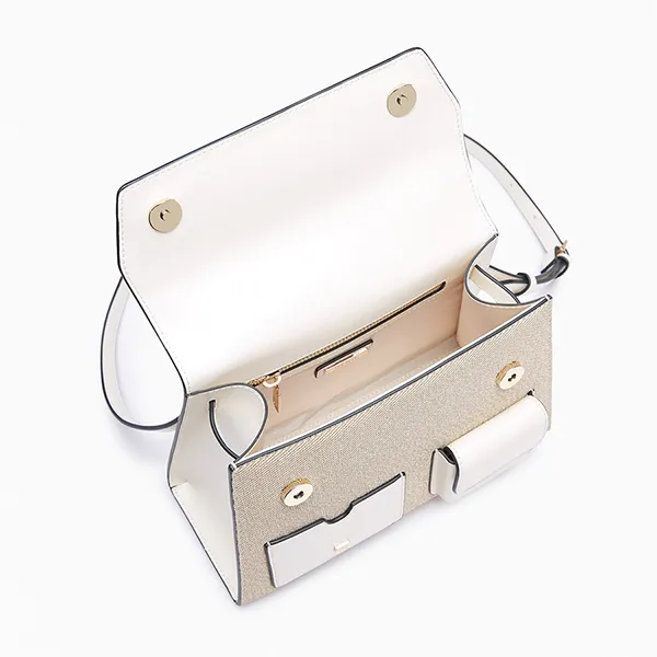 Túi Xách Nữ Lyn Raff Pocket Top Handle M Handbags LL24FBS127 Màu Trắng Xám