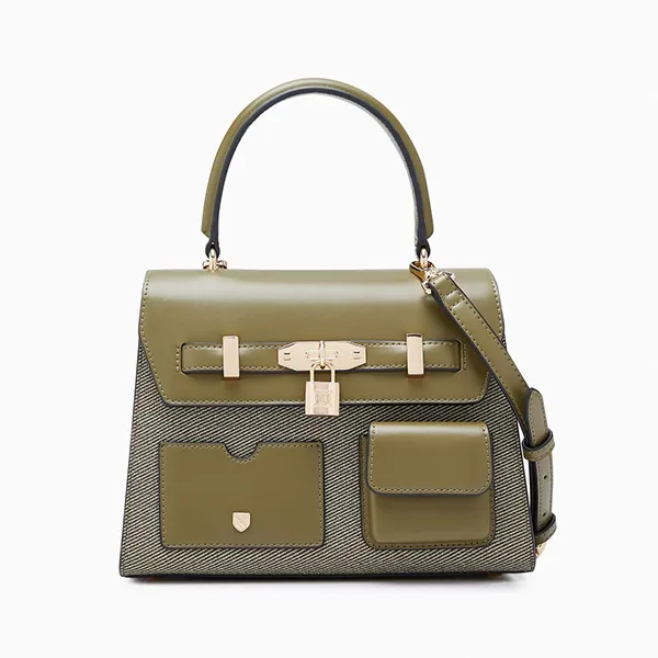 Túi Xách Nữ Lyn Raff Pocket Top Handle M Handbags LL24FBS127 Màu Xanh Olive - Túi xách - Vua Hàng Hiệu