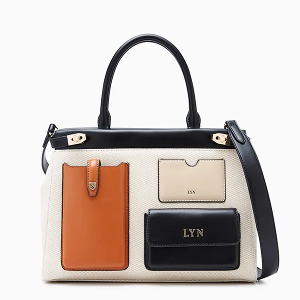 Túi Xách Nữ Lyn Raff Pocket Top Handle XL Handbags LL24FBS125 Màu Trắng Đen - Túi xách - Vua Hàng Hiệu