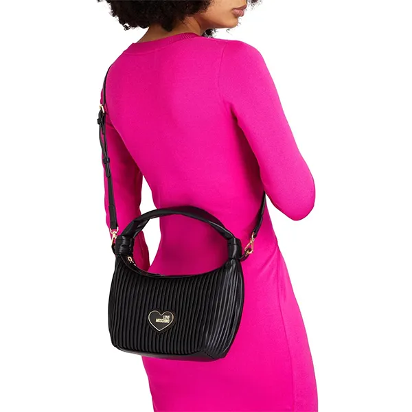 Túi Xách Nữ Moschino Pleated Hobo Bag Love Moschino JC4042PP1GLA1000 Màu Đen