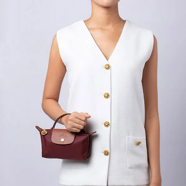Túi Xách Tay Nữ Longchamp Le Pliage Pouch With Handle Bordeaux Màu Đỏ Đô