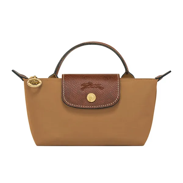Túi Xách Tay Nữ Longchamp Le Pliage Pouch With Handle Chamois Màu Vàng Nâu - Túi xách - Vua Hàng Hiệu