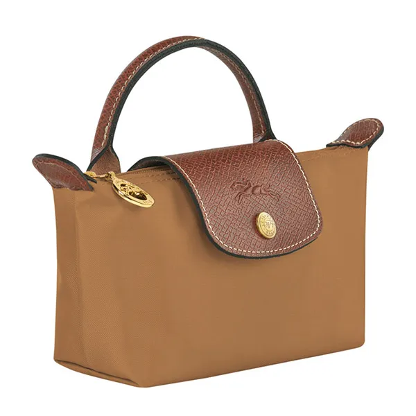 Túi Xách Tay Nữ Longchamp Le Pliage Pouch With Handle Chamois Màu Vàng Nâu - Túi xách - Vua Hàng Hiệu