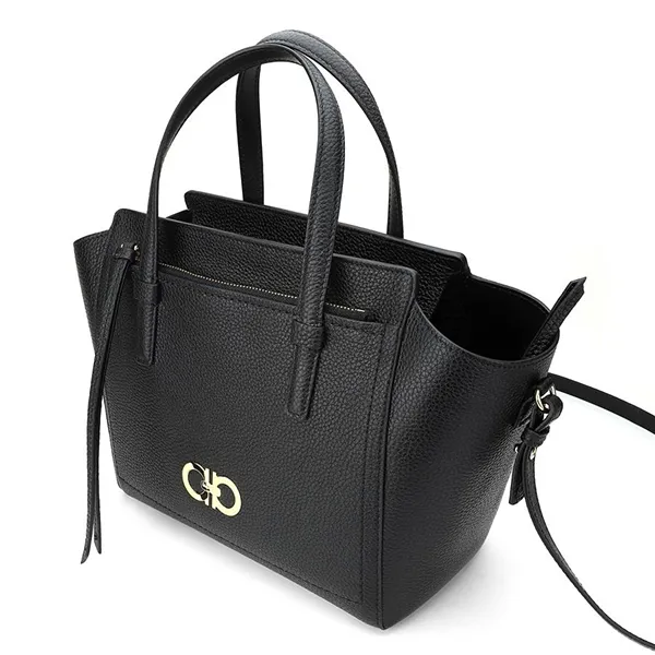 Túi Xách Tay Nữ Salvatore Ferragamo Gancini Handbag 2way Bordeaux Màu Đen - Túi xách - Vua Hàng Hiệu