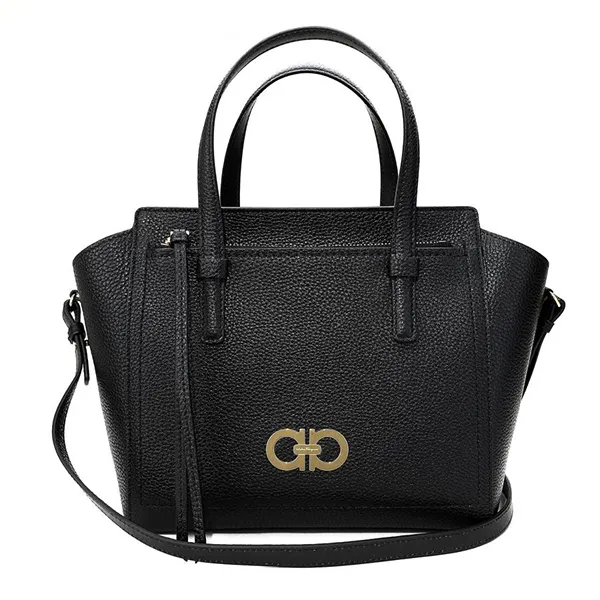Túi Xách Tay Nữ Salvatore Ferragamo Gancini Handbag 2way Bordeaux Màu Đen - Túi xách - Vua Hàng Hiệu