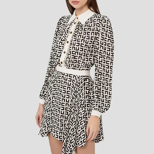 Váy Nữ Elisabetta Franchi White With Logo Printed AB35631E3 Màu Đen Trắng Size 38