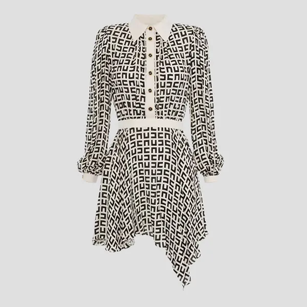 Váy Nữ Elisabetta Franchi White With Logo Printed AB35631E3 Màu Đen Trắng Size 38