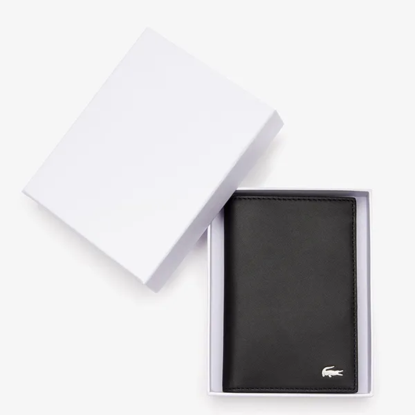 Ví Nam Lacoste Men's Fitzgerald Leather Passport Holder NH2305FG 000 Màu Đen