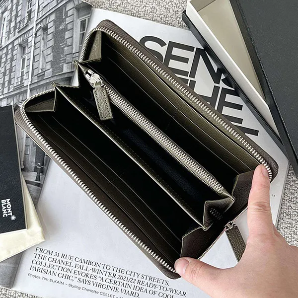 Ví Nam Montblanc Leathe Wallet Màu Xanh Olive