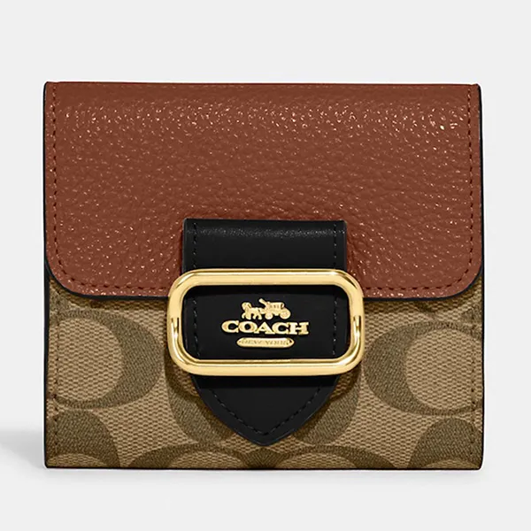 Ví Nữ Coach Small Morgan Wallet In Signature Canvas CF472 Màu Nâu Khaki - Túi xách - Vua Hàng Hiệu
