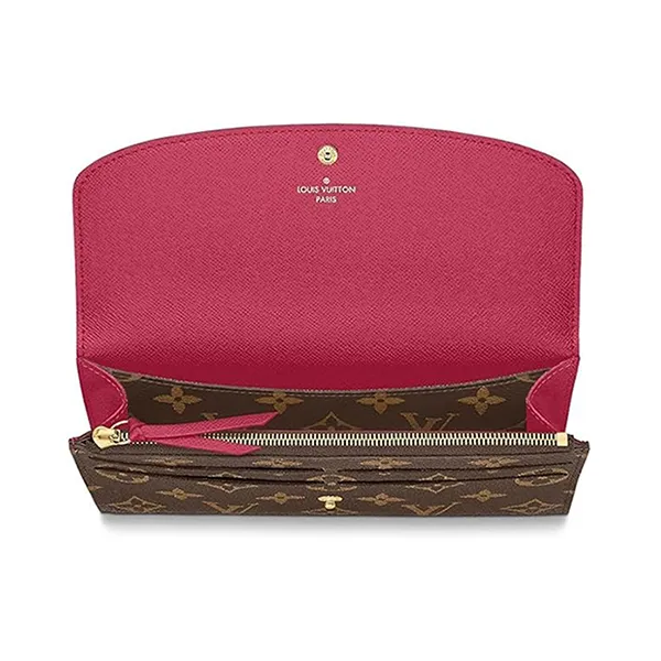 Ví Nữ Louis Vuitton LV Monogram Canvas Monogram Canvas Emilie Wallet M60697 Màu Nâu Đen