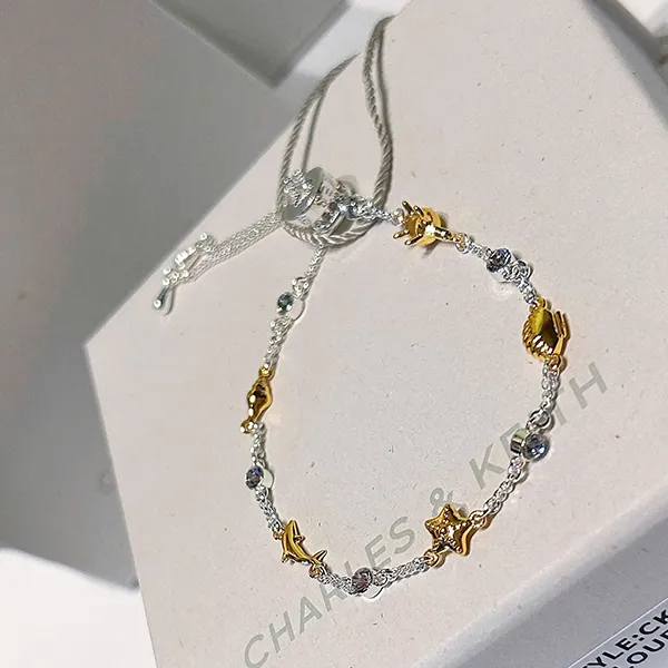Vòng Đeo Tay Nữ Charles & Keith CNK Oceana Crystal Bracelet Silver CK5-12120398 Mutil Màu Bạc Vàng