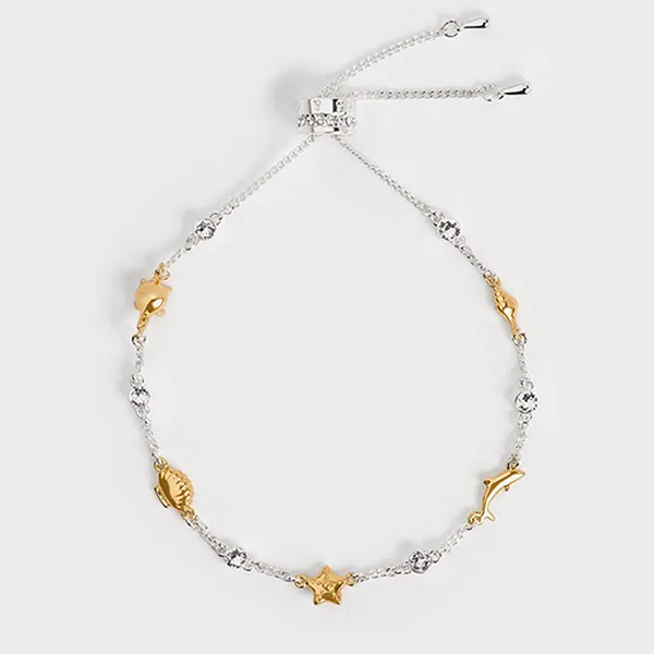 Vòng Đeo Tay Nữ Charles & Keith CNK Oceana Crystal Bracelet Silver CK5-12120398 Mutil Màu Bạc Vàng