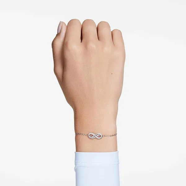Vòng Đeo Tay Nữ Swarovski Hyperbola Bracelet, Infinity, White, Rhodium Plated 5679664 Màu Bạc