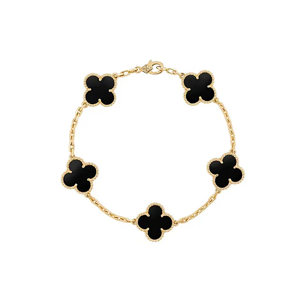 Vòng Đeo Tay Jewery Luxury Alhambra Onyx Gold 18k Yellow Gold Màu Vàng Gold Size 9mm - Trang sức - Vua Hàng Hiệu