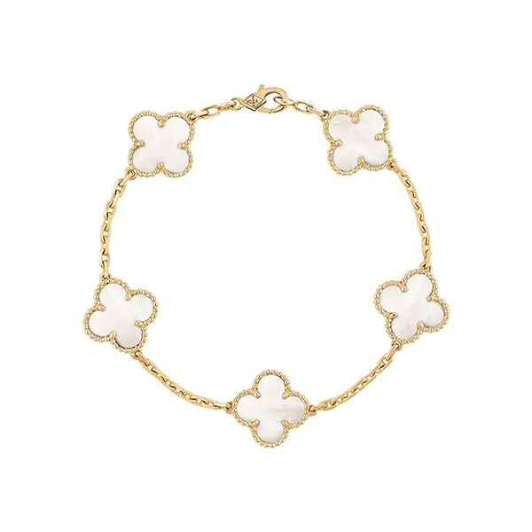 Vòng Đeo Tay Jewery Luxury Vintage Alhambra Bracelet 5 Motifs 18K Màu Vàng Gold Size 9mm - Trang sức - Vua Hàng Hiệu