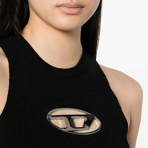 Áo Ba Lỗ Nữ Diesel M-Onerva-Top Cut-Out Knit Top With Logo Plaque Tank Top A096210DLAX9XX Màu Đen Size XS - Thời trang - Vua Hàng Hiệu