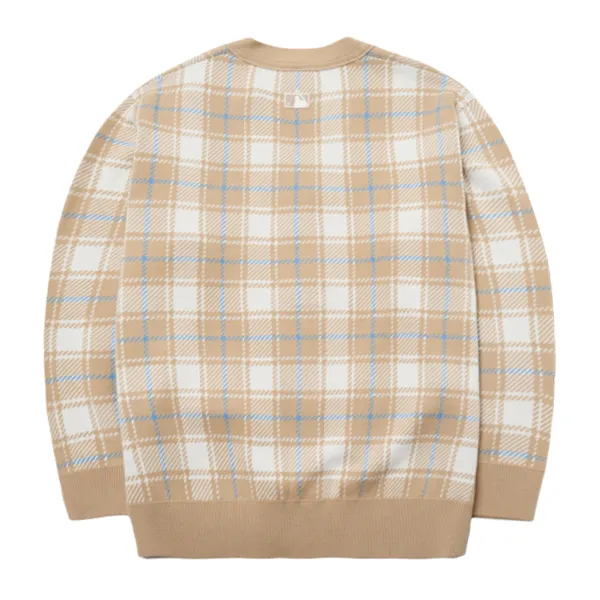 Áo Cardigan MLB Check Cardigan New York Yankees 3AKC00121 50BGS Màu Be Kẻ Size S