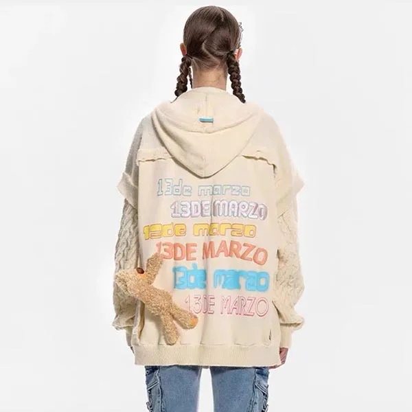 Áo Cardigan Nữ 13 De Marzo Colored Ribbon Subtitled Weave Cardigan Antique White Màu Trắng Kem Size S