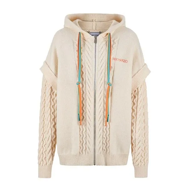 Áo Cardigan Nữ 13 De Marzo Colored Ribbon Subtitled Weave Cardigan Antique White Màu Trắng Kem Size S