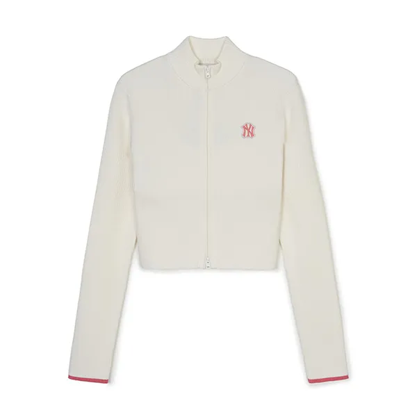 Áo Cardigan Nữ MLB Rib Zip Up New York Yankees 3FKCV0444-50CRD Màu Kem Size XS