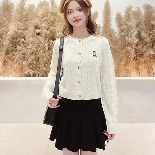 Áo Cardigan Nữ Spao Women's Woody Cable R-Neck SPCKD12G02 Màu Trắng Ngà Size S