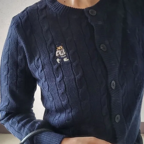 Áo Cardigan Nữ Spao Women's Woody Cable R-Neck SPCKD12G02 Màu Xanh Navy Size S