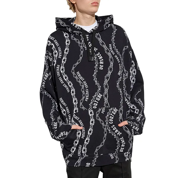 Áo Hoodie Nam Versace Jeans Couture Sweatshirt 77GAI3L0 FS160 899 Màu Đen Trắng Size XS