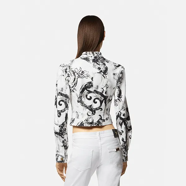 Áo Khoác Bò Nữ Versace Jeans Couture Watercolor Couture Denim Biker Jacket 76HAS461 ES084ENZ 003 Màu Trắng Đen Size 38 - Thời trang - Vua Hàng Hiệu