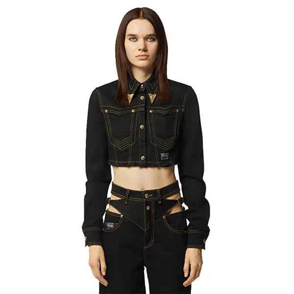Áo Khoác Bò Nữ Versace D Str Slouchy28 Blk 76HAL253 DW060L54 909 Màu Đen Size 40