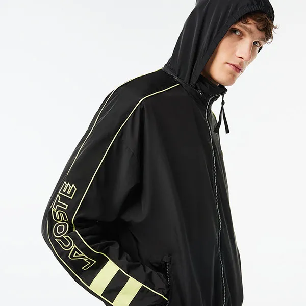 Áo Khoác Nam Lacoste Men's Contrast Details Water-Resistant Zip-Up Jacket BH1607-6VT Màu Đen Size 48